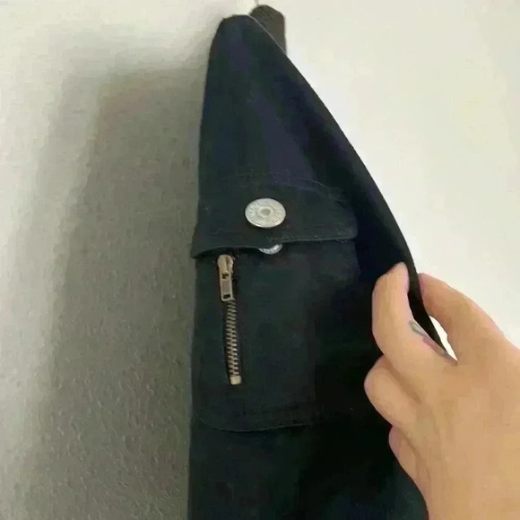 GAP- Black Bomber Denim Jacket Sz XS - Picture 6 of 8